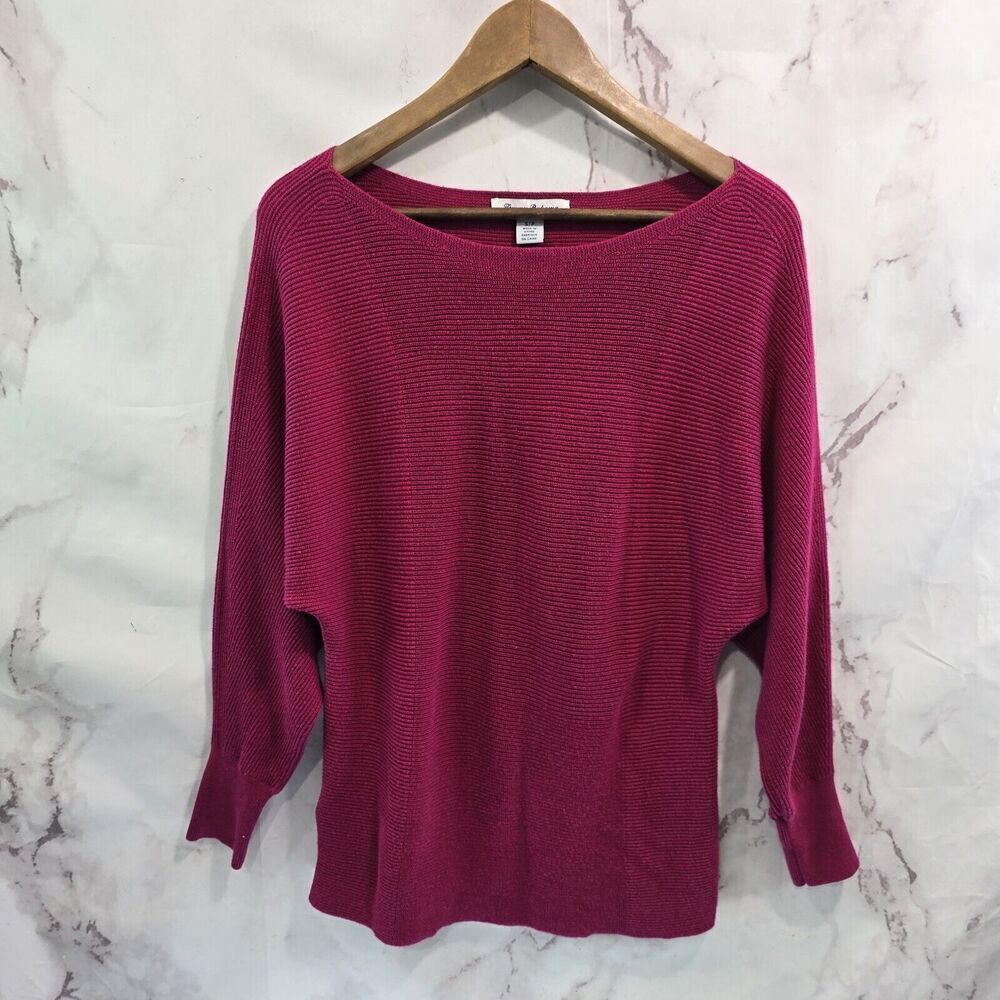 Tommy Bahama Sweater Womens Small Pink Ribbed Pullover Magenta Batwing